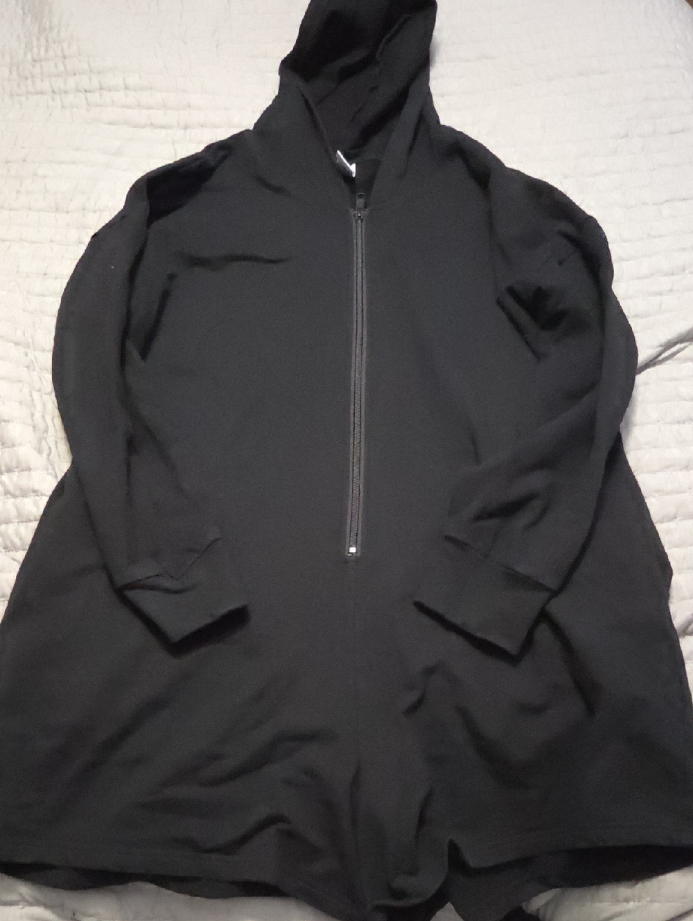 Smash + Tess Black Hooded Short Zip-Up Romper